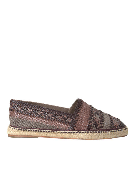 Dolce & Gabbana Brown Buffalo Leather Espadrille Flats Shoes Dolce & Gabbana Brown Buffalo Leather Espadrille Flats Shoes