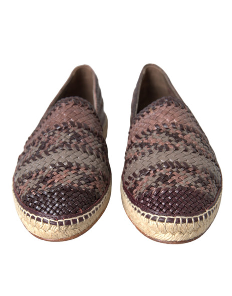 Brown Buffalo Leather Espadrille Flats Shoes Brown Buffalo Leather Espadrille Flats Shoes