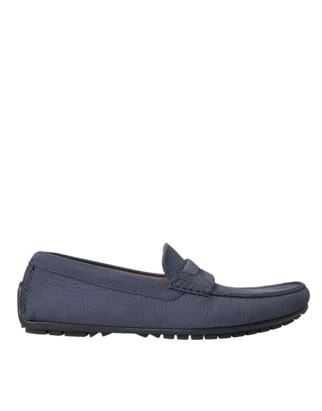 Dolce & Gabbana Blue Calf Leather Slip On Moccasin Shoes Dolce & Gabbana Blue Calf Leather Slip On Moccasin Shoes