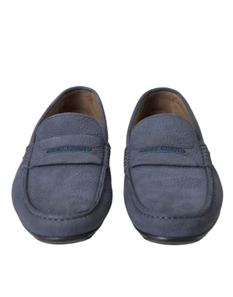 Dolce & Gabbana Blue Calf Leather Slip On Moccasin Shoes Dolce & Gabbana Blue Calf Leather Slip On Moccasin Shoes