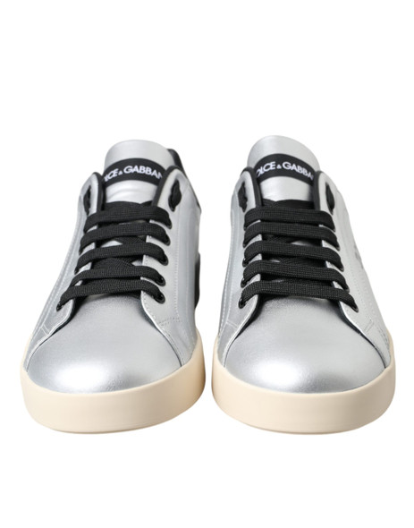 Silver Portofino Calf Leather Sneakers Men Shoes Silver Portofino Calf Leather Sneakers Men Shoes