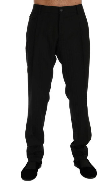 Black Striped Wool Stretch Pants Black Striped Wool Stretch Pants