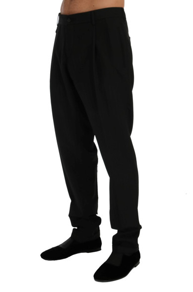 Black Striped Wool Stretch Pants Black Striped Wool Stretch Pants