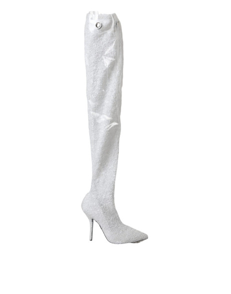 White Heels Stiletto Knee High Boots Shoes White Heels Stiletto Knee High Boots Shoes