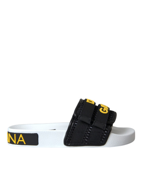 White Black Logo Beachwear Flats Sandals Shoes White Black Logo Beachwear Flats Sandals Shoes