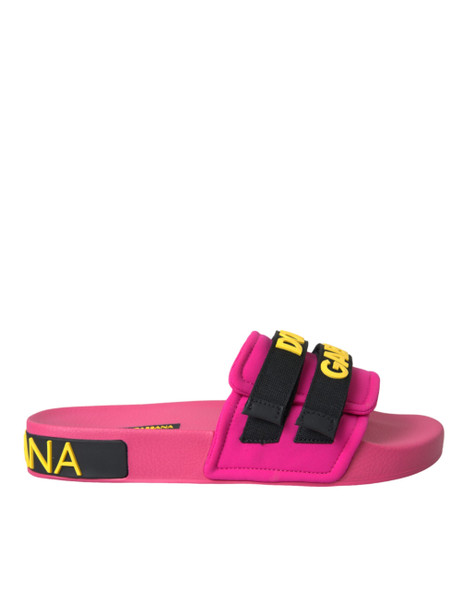 Pink Black Logo Beachwear Flats Sandals Shoes Pink Black Logo Beachwear Flats Sandals Shoes