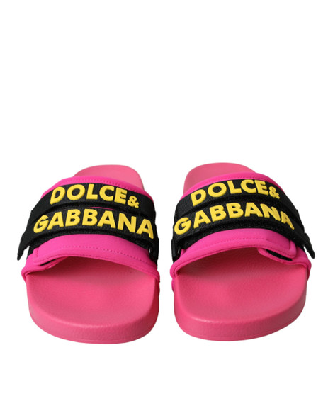 Pink Black Logo Beachwear Flats Sandals Shoes Pink Black Logo Beachwear Flats Sandals Shoes