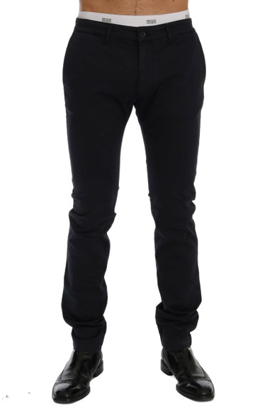 Blue Cotton Stretch Chinos Pants Blue Cotton Stretch Chinos Pants