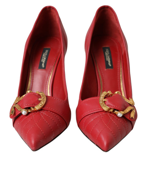 Dolce & Gabbana Red Devotion Leather Heels Pumps Shoes Dolce & Gabbana Red Devotion Leather Heels Pumps Shoes