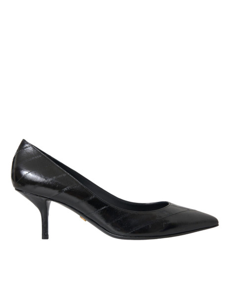 Dolce & Gabbana Black Eel Leather Kitten Heels Pumps Shoes Dolce & Gabbana Black Eel Leather Kitten Heels Pumps Shoes