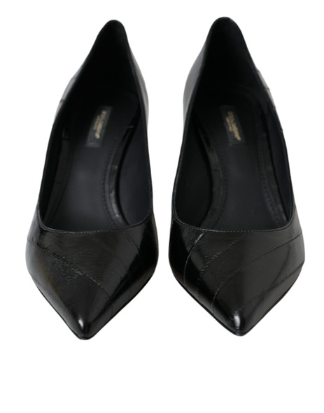 Dolce & Gabbana Black Eel Leather Kitten Heels Pumps Shoes Dolce & Gabbana Black Eel Leather Kitten Heels Pumps Shoes
