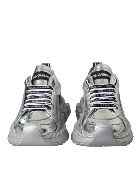 Dolce & Gabbana Silver Leather Super Queen Sneakers Shoes Dolce & Gabbana Silver Leather Super Queen Sneakers Shoes