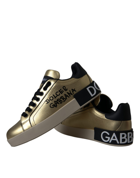 Gold Portofino Calf Leather Sneakers Women Shoes Gold Portofino Calf Leather Sneakers Women Shoes