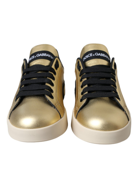 Gold Portofino Calf Leather Sneakers Women Shoes Gold Portofino Calf Leather Sneakers Women Shoes