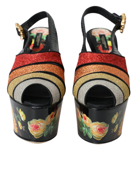 Multicolor Floral Crystal Platform Sandals Shoes LA10982 Multicolor Floral Crystal Platform Sandals Shoes LA10982