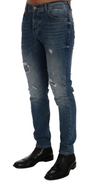 Blue Wash Torn Dunfermile Slim Fit Jeans Blue Wash Torn Dunfermile Slim Fit Jeans