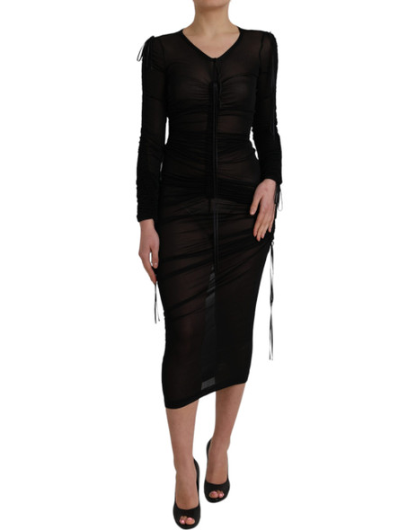 Dolce & Gabbana Black Sheer Bodycon Sheath Midi Dress Dolce & Gabbana Black Sheer Bodycon Sheath Midi Dress