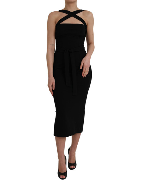 Black Sheath Halter Sleeveless Midi Dress DR281179 Black Sheath Halter Sleeveless Midi Dress DR281179