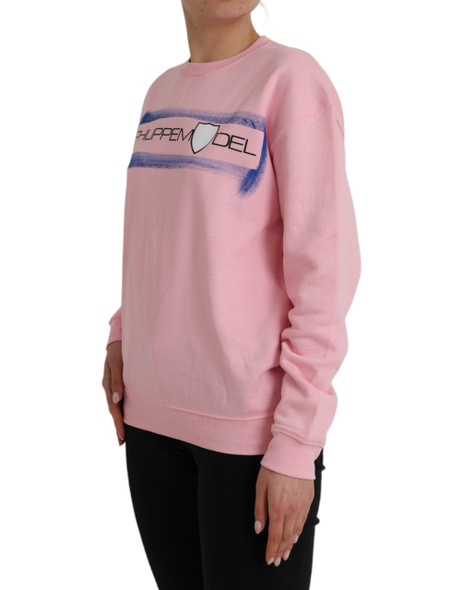 Philippe Model Pink Cotton Logo Print Long Sleeves Pullover Sweater TSH83285 Philippe Model Pink Cotton Logo Print Long Sleeves Pullover Sweater TSH83285