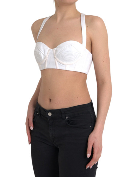 Versace White Viscose Bustier Sleeveless Cropped Top Versace White Viscose Bustier Sleeveless Cropped Top