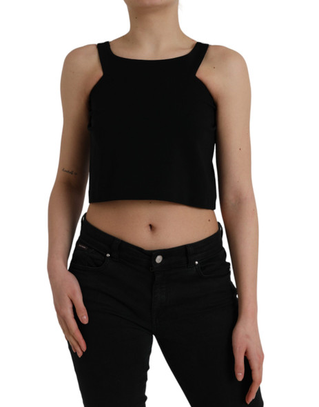Dolce & Gabbana Black Sleeveless Round Neck Cropped Tank Top Dolce & Gabbana Black Sleeveless Round Neck Cropped Tank Top