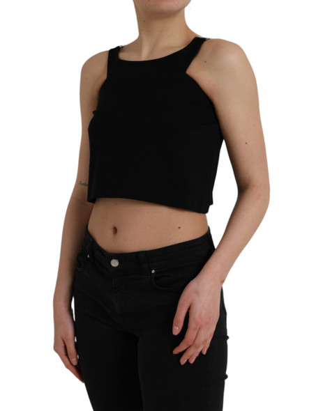 Black Sleeveless Round Neck Cropped Tank Top Black Sleeveless Round Neck Cropped Tank Top