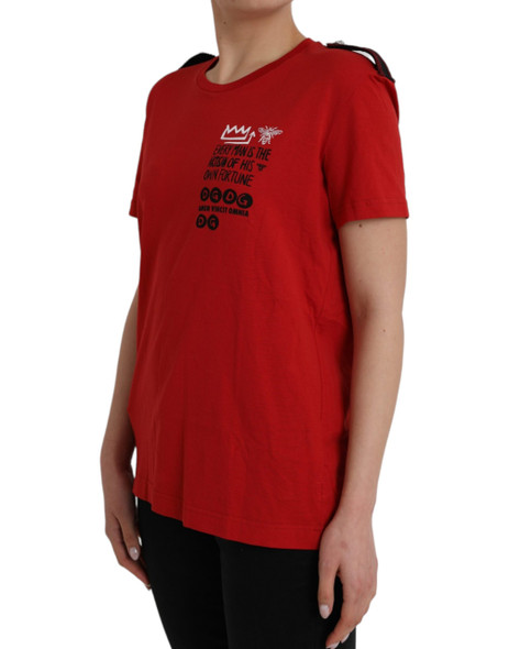 Red Cotton Graphic Print Crew Neck T-shirt Red Cotton Graphic Print Crew Neck T-shirt