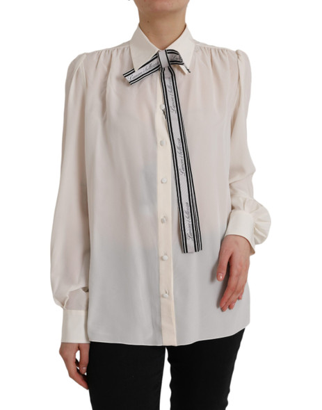 Dolce & Gabbana Off White Long Sleeve Button Down Blouse Top Dolce & Gabbana Off White Long Sleeve Button Down Blouse Top