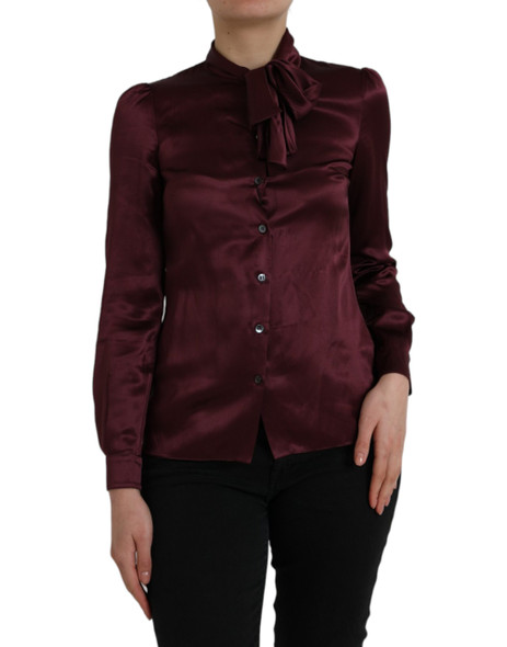 Maroon Ascot Collar Long Sleeve Top Blouse Maroon Ascot Collar Long Sleeve Top Blouse