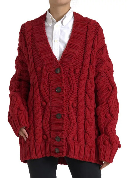 Dolce & Gabbana Red Wool Knit Button Down Cardigan Sweater Dolce & Gabbana Red Wool Knit Button Down Cardigan Sweater