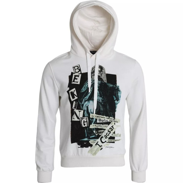 Dolce & Gabbana White Caesar Cotton Hooded Pullover Sweater Dolce & Gabbana White Caesar Cotton Hooded Pullover Sweater