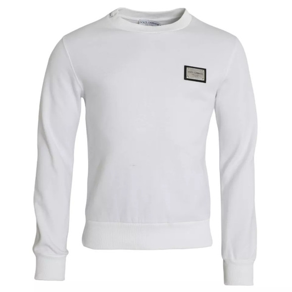Dolce & Gabbana White Cotton Logo Pullover Sweatshirt Sweater Dolce & Gabbana White Cotton Logo Pullover Sweatshirt Sweater