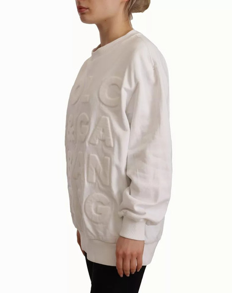 Dolce & Gabbana White Logo Embossed Cotton Sweatshirt Sweater Dolce & Gabbana White Logo Embossed Cotton Sweatshirt Sweater