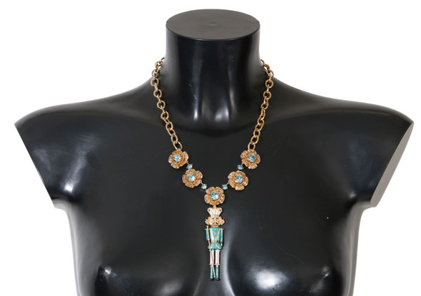 Gold Brass Handpainted Crystal Floral Necklace Gold Brass Handpainted Crystal Floral Necklace