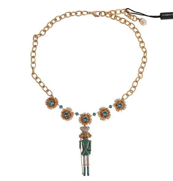 Gold Brass Handpainted Crystal Floral Necklace Gold Brass Handpainted Crystal Floral Necklace