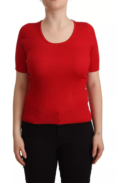 Dolce & Gabbana Red Silk T-shirt Short Sleeve Top Blouse Dolce & Gabbana Red Silk T-shirt Short Sleeve Top Blouse