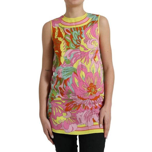 Dolce & Gabbana Multicolor Floral Silk Sleeveless Tank Top Dolce & Gabbana Multicolor Floral Silk Sleeveless Tank Top
