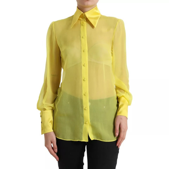 Dolce & Gabbana Yellow Long Sleeve Button Down Blouse Top Dolce & Gabbana Yellow Long Sleeve Button Down Blouse Top