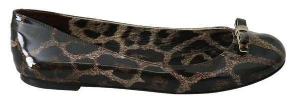 Dolce & Gabbana Brown Leopard Ballerina Flats Leather Shoes Dolce & Gabbana Brown Leopard Ballerina Flats Leather Shoes