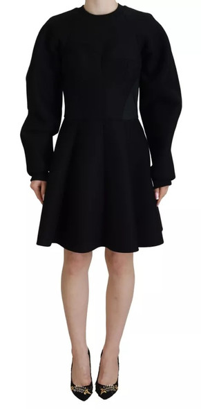Dolce & Gabbana Black Long Sleeves A-line Mini Cotton Dress Dolce & Gabbana Black Long Sleeves A-line Mini Cotton Dress