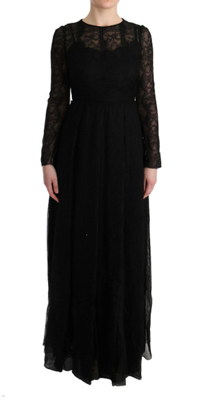 Dolce & Gabbana Black Floral Lace Sheath Silk Dress Dolce & Gabbana Black Floral Lace Sheath Silk Dress