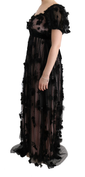 Dolce & Gabbana Black Pink Silk Applique Shift Dress Dolce & Gabbana Black Pink Silk Applique Shift Dress