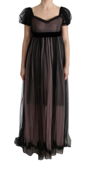 Dolce & Gabbana Black Pink Silk Long Shift Dress Dolce & Gabbana Black Pink Silk Long Shift Dress