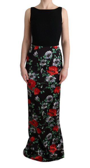 Dolce & Gabbana Multicolor Floral Print Stretch Sheath Long Dress Dolce & Gabbana Multicolor Floral Print Stretch Sheath Long Dress