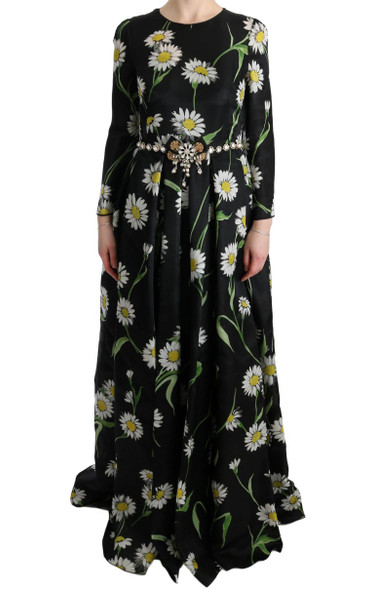 Dolce & Gabbana Multicolor Silk Sunflower Print Long Maxi Dress Dolce & Gabbana Multicolor Silk Sunflower Print Long Maxi Dress