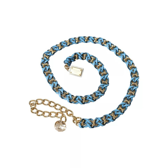 Blue Braided Gold Brass Chain Waist Belt WMB305 Blue Braided Gold Brass Chain Waist Belt WMB305
