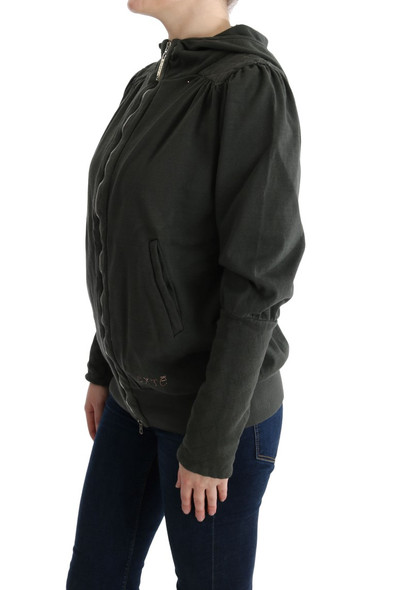 Exte Gray Top Hooded Cotton Zipper Sweater Exte Gray Top Hooded Cotton Zipper Sweater