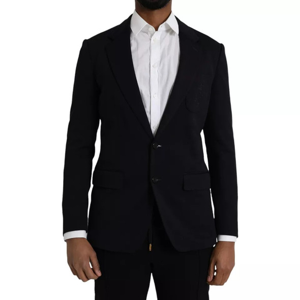 Blue Wool Notch Single Breasted Coat Blazer Blue Wool Notch Single Breasted Coat Blazer