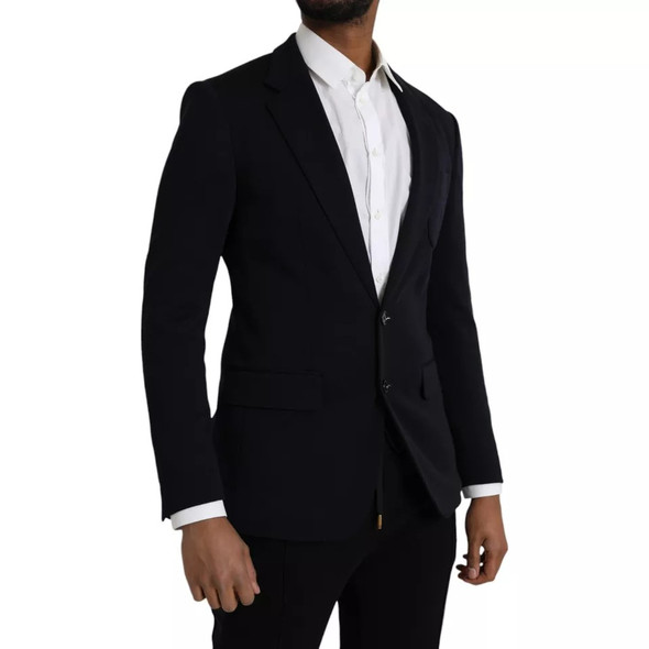 Blue Wool Notch Single Breasted Coat Blazer Blue Wool Notch Single Breasted Coat Blazer