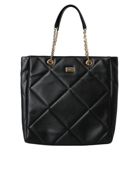 Dolce & Gabbana Black Leather JUNGLE Quilted Shopping Tote Bag Dolce & Gabbana Black Leather JUNGLE Quilted Shopping Tote Bag